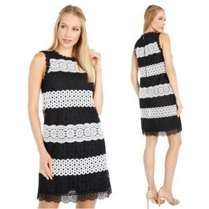 Kate Spade Dot Lace Elegant Black and White Shift Dress 8